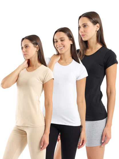 Round Neck Short Sleeves Top - Pack of 3 - Carina - ÙƒØ§Ø±ÙŠÙ†Ø§