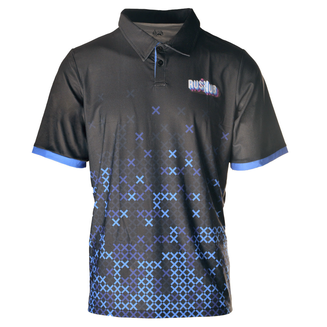 Polyester Digital Print Polo T-Shirt – Black & Blue