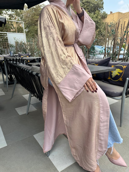 Metallic Satin Solid Kaftan – Pink
