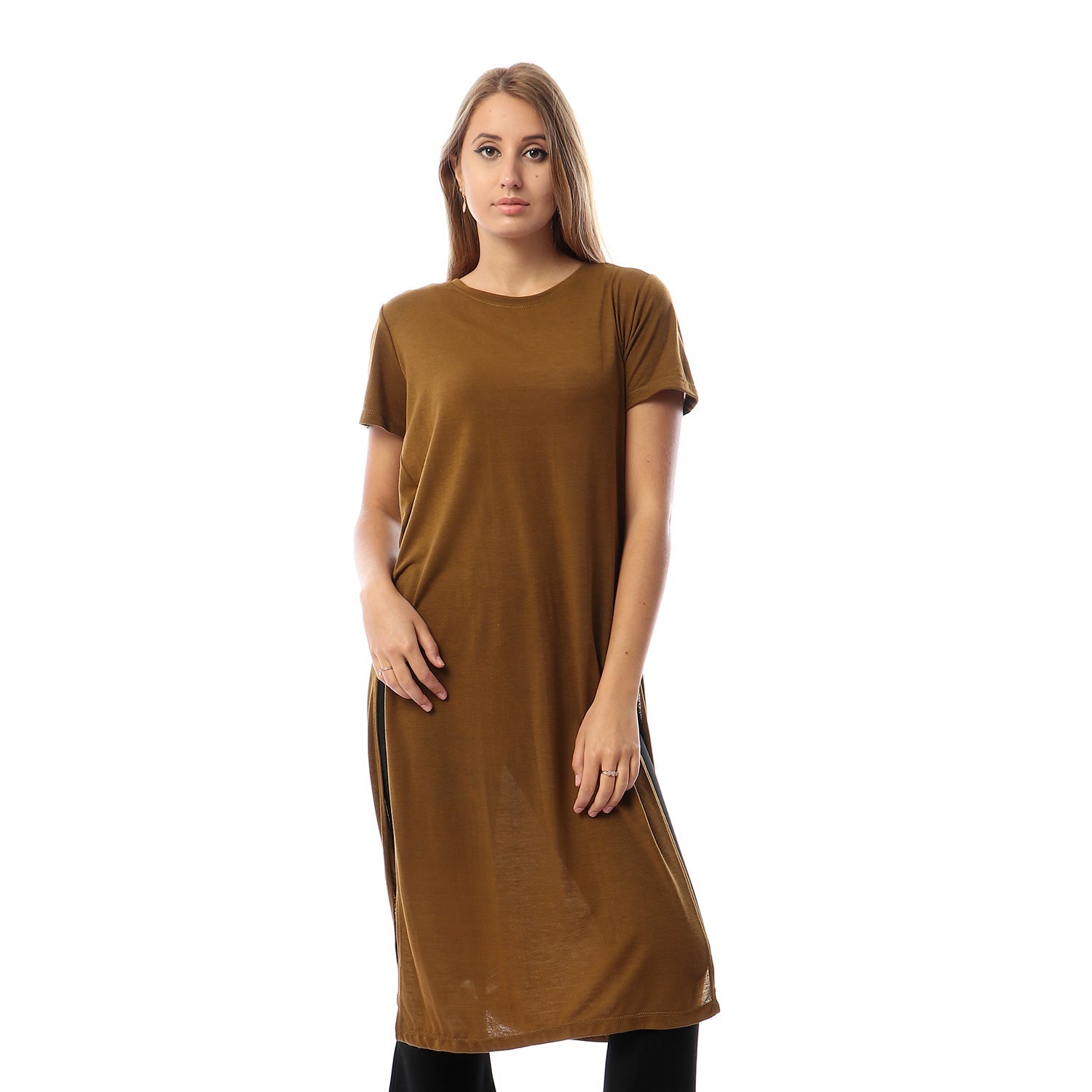 Side Slits Short Sleeves Basic Top