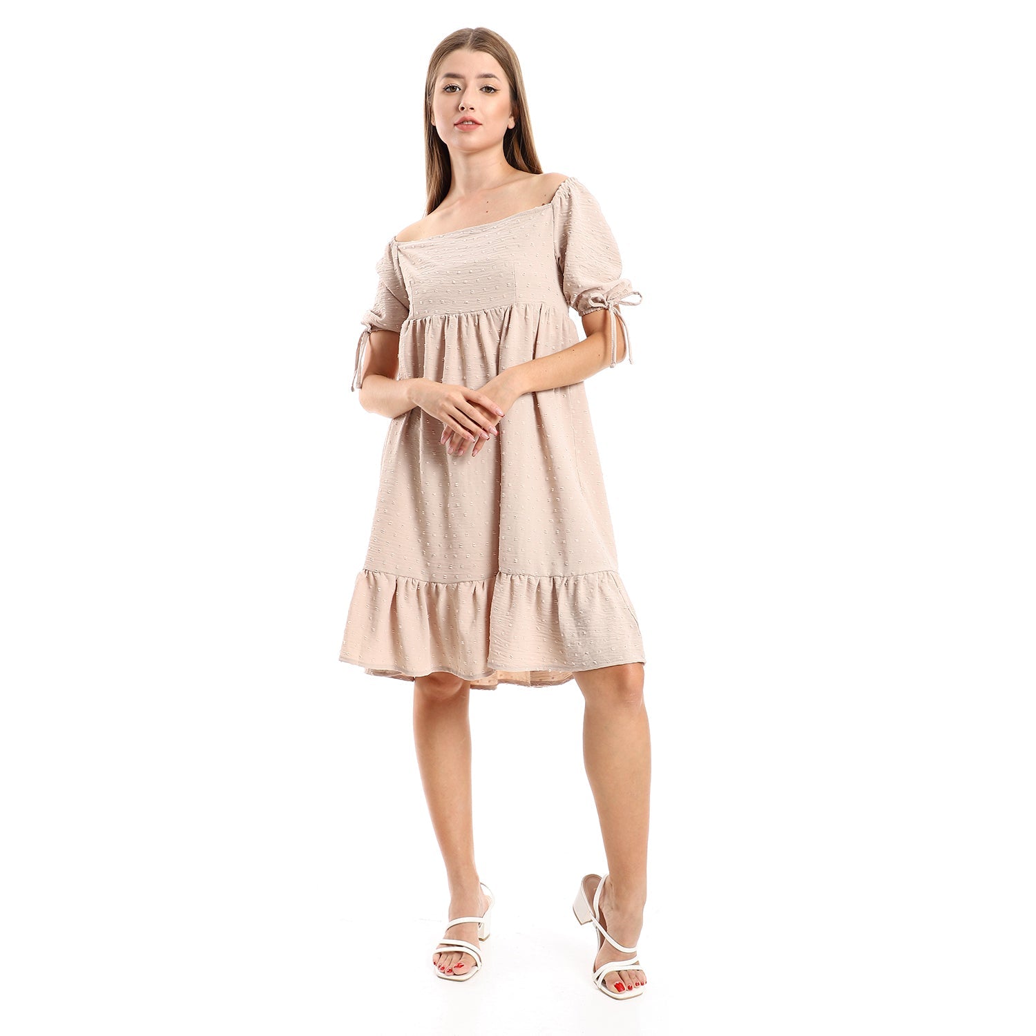 Jamila Women Self Stitched Square Collar Tiered Tunic