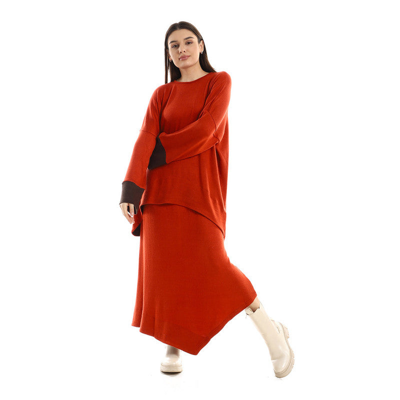 Solid Cotton Round Neck Skirt Set – Havan