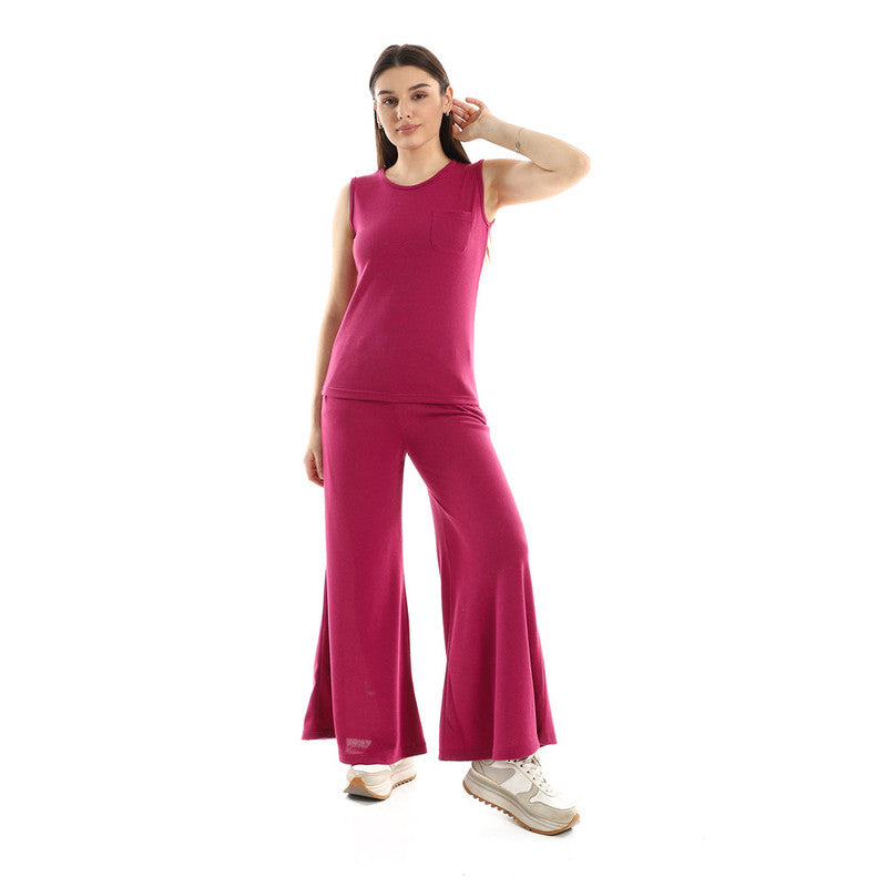 Jamila Side Pocket Tank Top & Flare Pants – Fuchsia