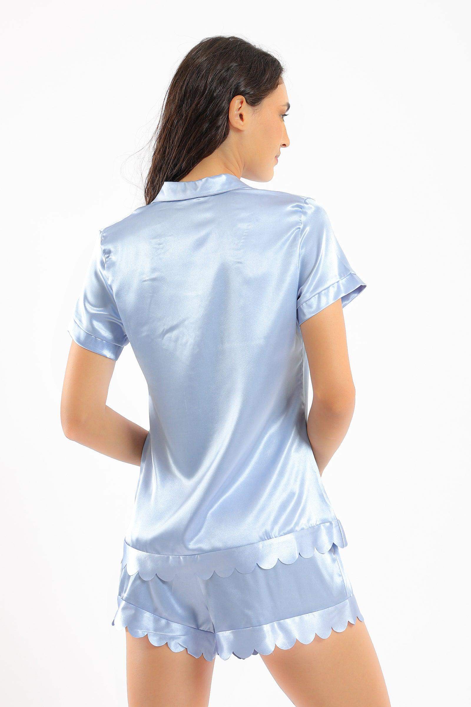 Satin Baby Blue Pyjama Set - Carina - ÙƒØ§Ø±ÙŠÙ†Ø§