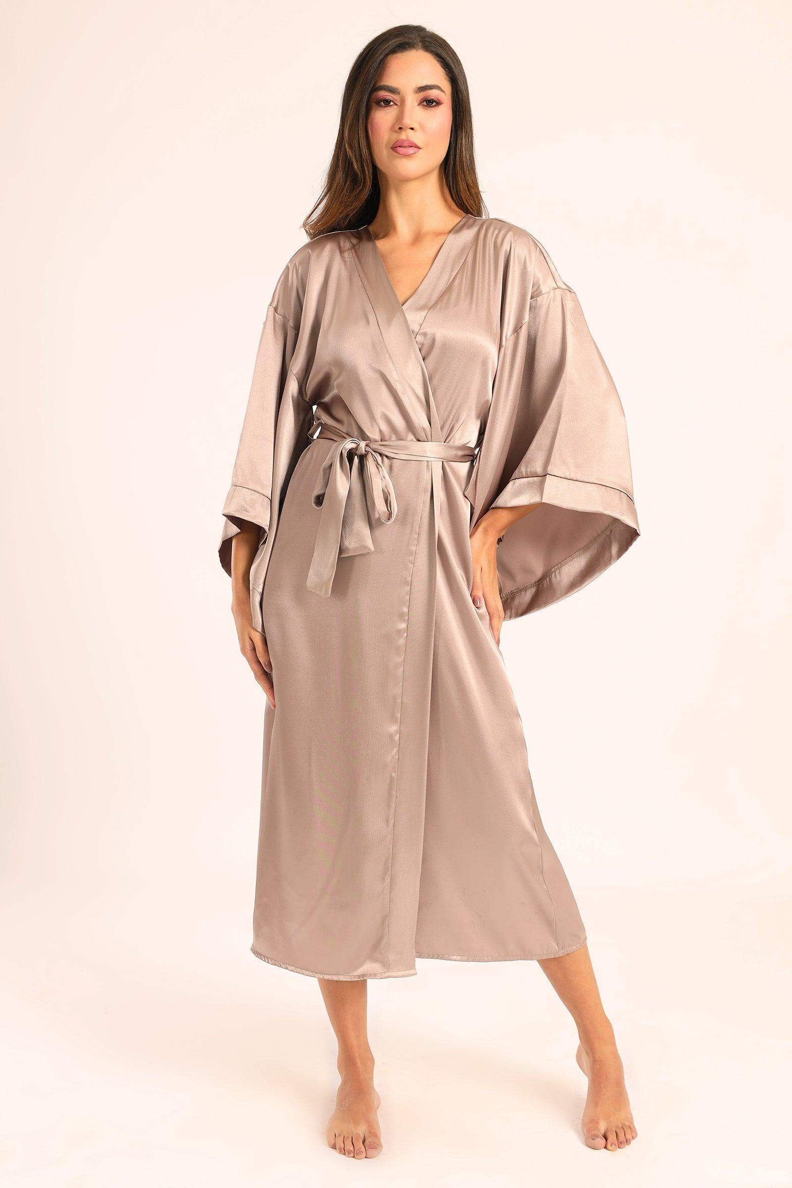 Satin Drop Shoulder Robe - Carina - ÙƒØ§Ø±ÙŠÙ†Ø§