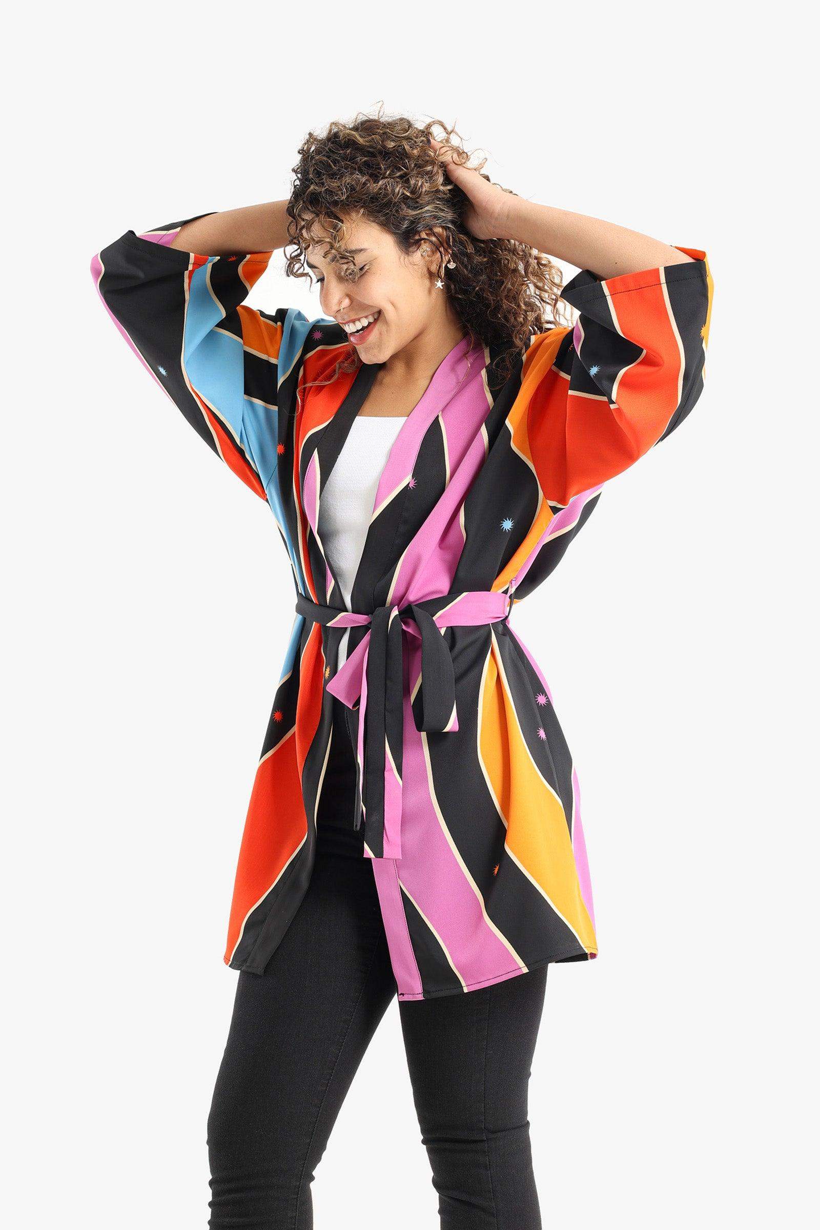 Satin Dropped Shoulder Kimono - Carina - ÙƒØ§Ø±ÙŠÙ†Ø§