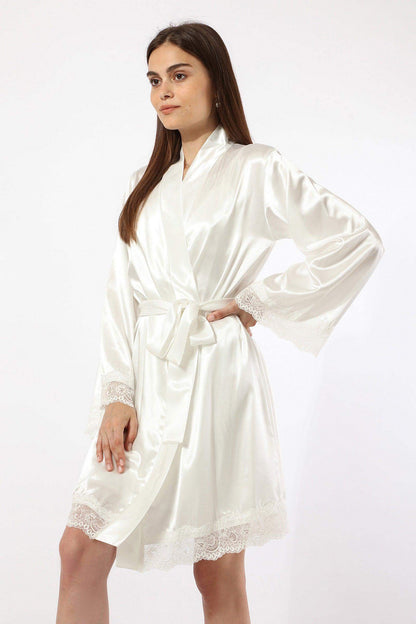 Satin Lace Trim Robe - Carina - ÙƒØ§Ø±ÙŠÙ†Ø§