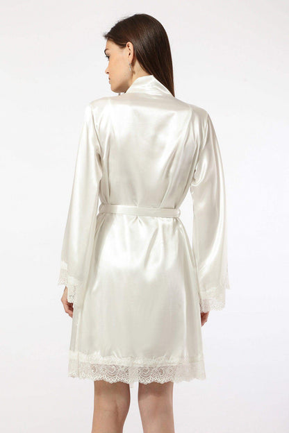 Satin Lace Trim Robe - Carina - ÙƒØ§Ø±ÙŠÙ†Ø§