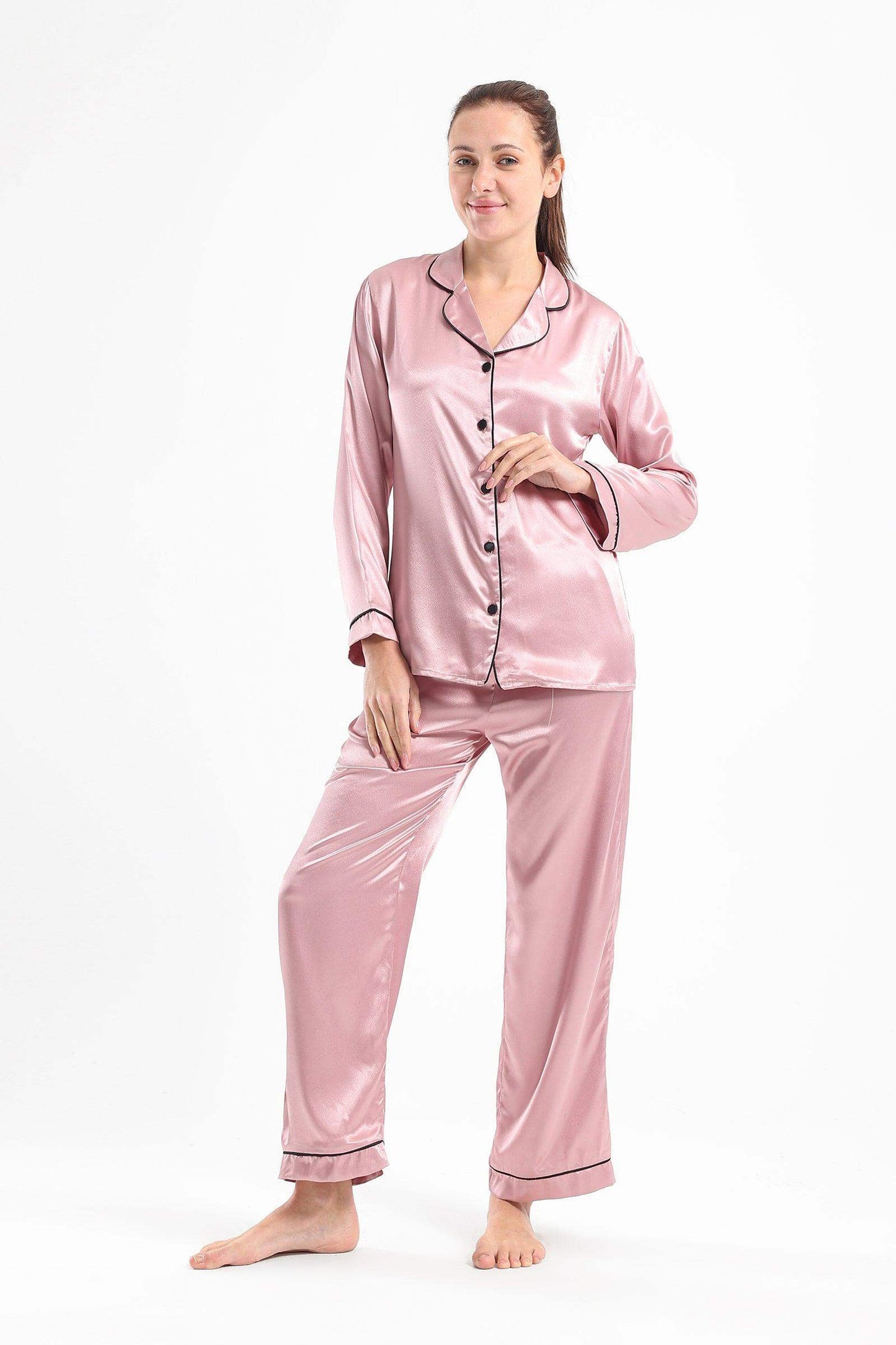 Satin Long Sleeves Pyjama Set - Carina - ÙƒØ§Ø±ÙŠÙ†Ø§