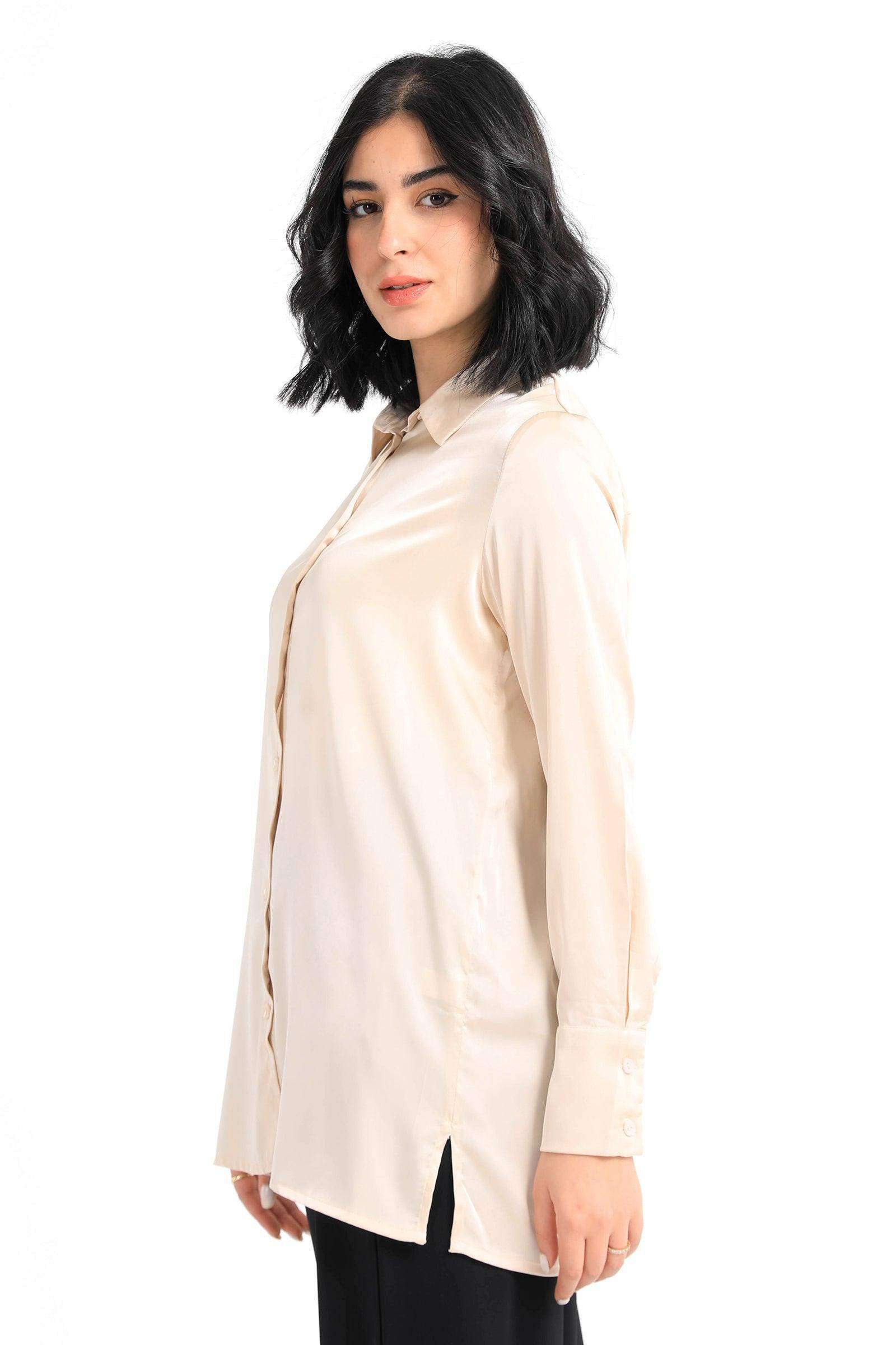 Satin Long Sleeves Shirt - Carina - ÙƒØ§Ø±ÙŠÙ†Ø§