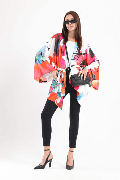 Satin Overall Print Kimono - Carina - ÙƒØ§Ø±ÙŠÙ†Ø§