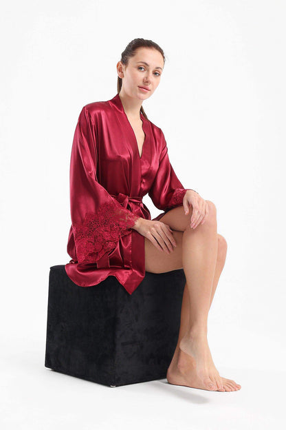 Satin with Lace Cuff Robe - Carina - ÙƒØ§Ø±ÙŠÙ†Ø§