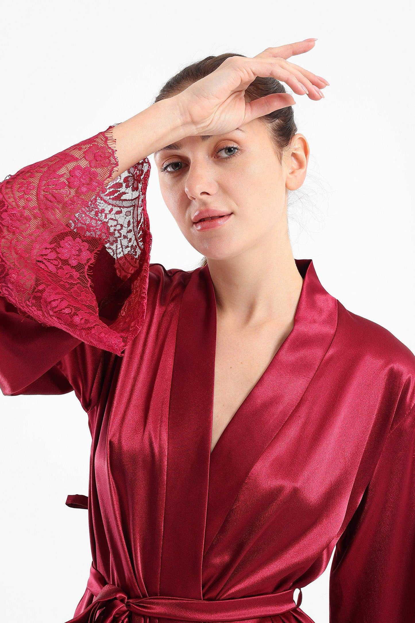 Satin with Lace Cuff Robe - Carina - ÙƒØ§Ø±ÙŠÙ†Ø§