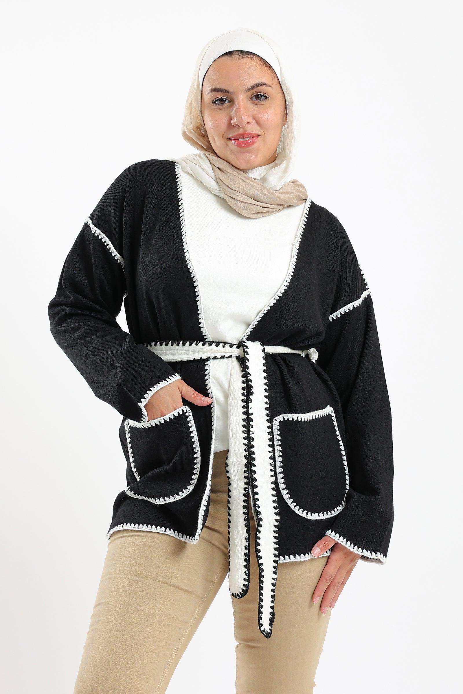 Self Tie Knitted Cardigan - Carina - ÙƒØ§Ø±ÙŠÙ†Ø§