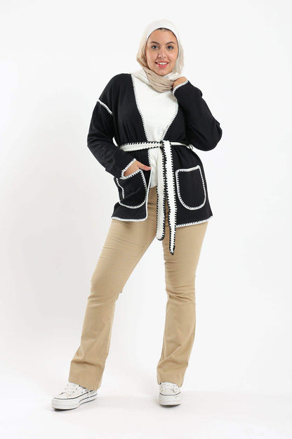 Self Tie Knitted Cardigan - Carina - ÙƒØ§Ø±ÙŠÙ†Ø§