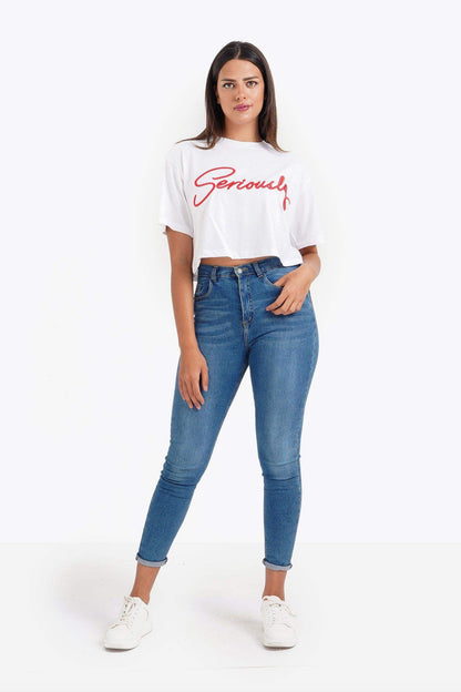 "Seriously" Casual Cotton Crop Top - Carina - ÙƒØ§Ø±ÙŠÙ†Ø§