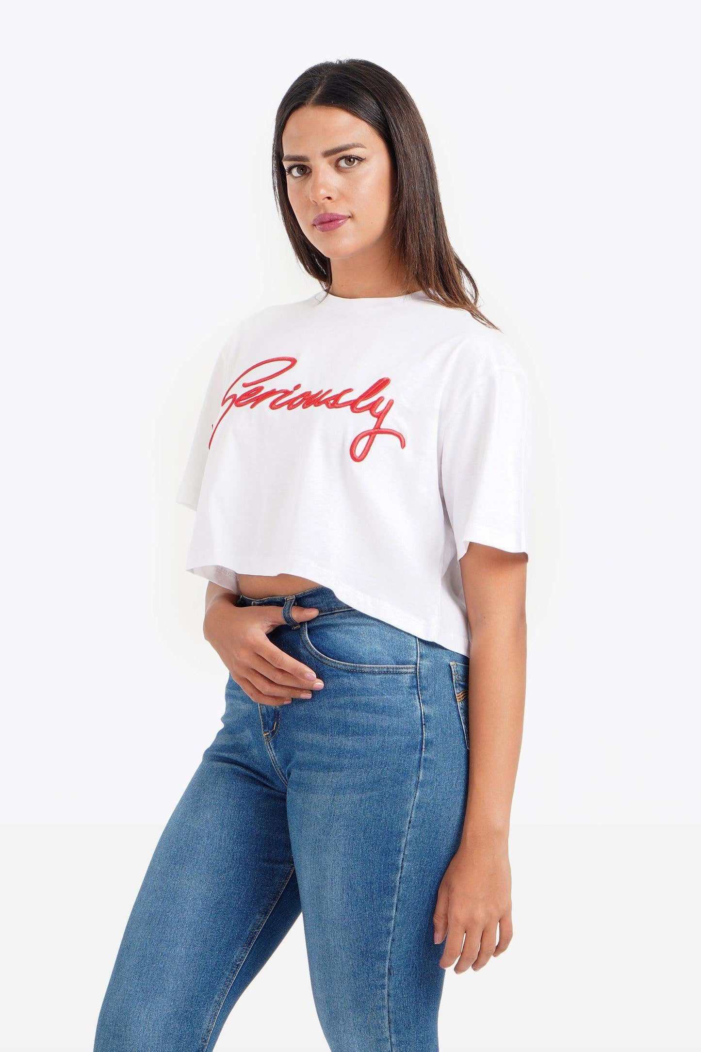 "Seriously" Casual Cotton Crop Top - Carina - ÙƒØ§Ø±ÙŠÙ†Ø§