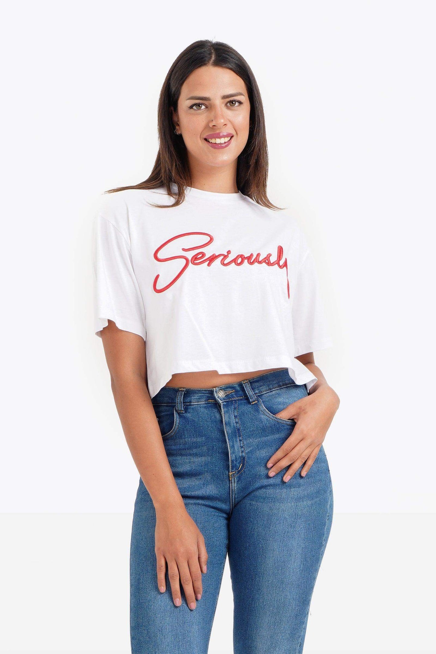 "Seriously" Casual Cotton Crop Top - Carina - ÙƒØ§Ø±ÙŠÙ†Ø§