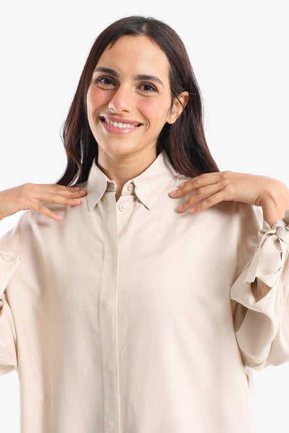 Shirt with Self Tie Cuffs - Carina - ÙƒØ§Ø±ÙŠÙ†Ø§