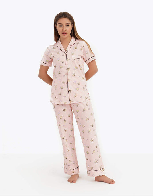 Short Sleeve Printed Pyjama Set - Carina - ÙƒØ§Ø±ÙŠÙ†Ø§