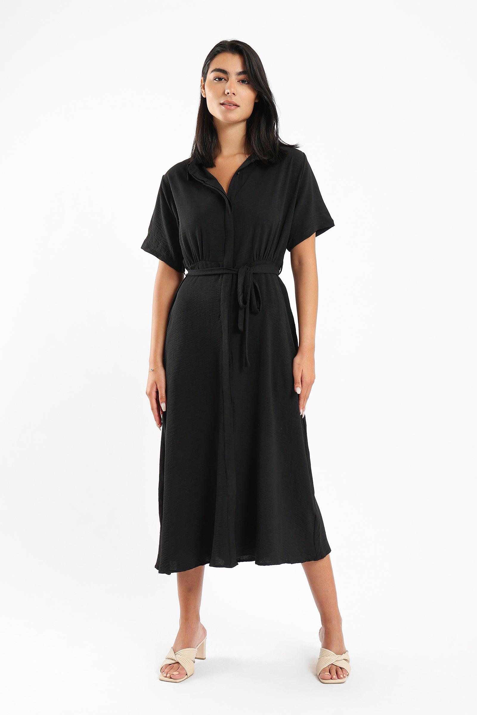 Short Sleeves Midi Dress - Clue Wear