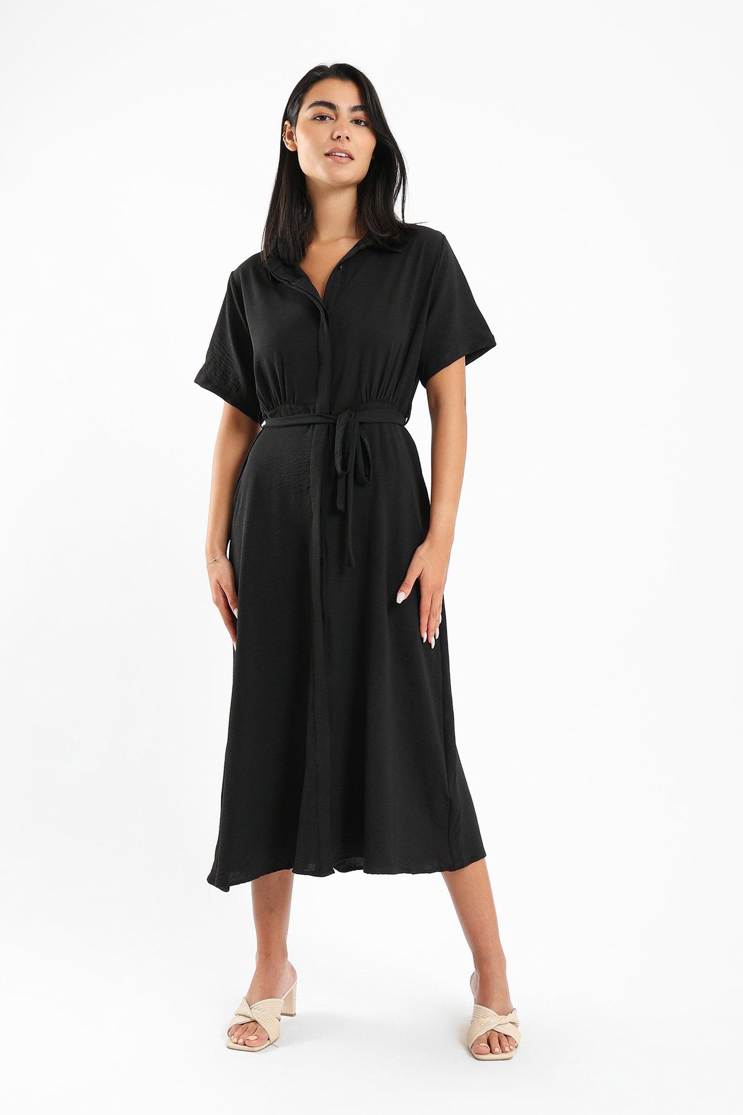 Short Sleeves Midi Dress - Clue Wear