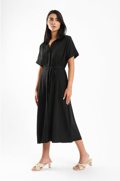 Short Sleeves Midi Dress - Clue Wear