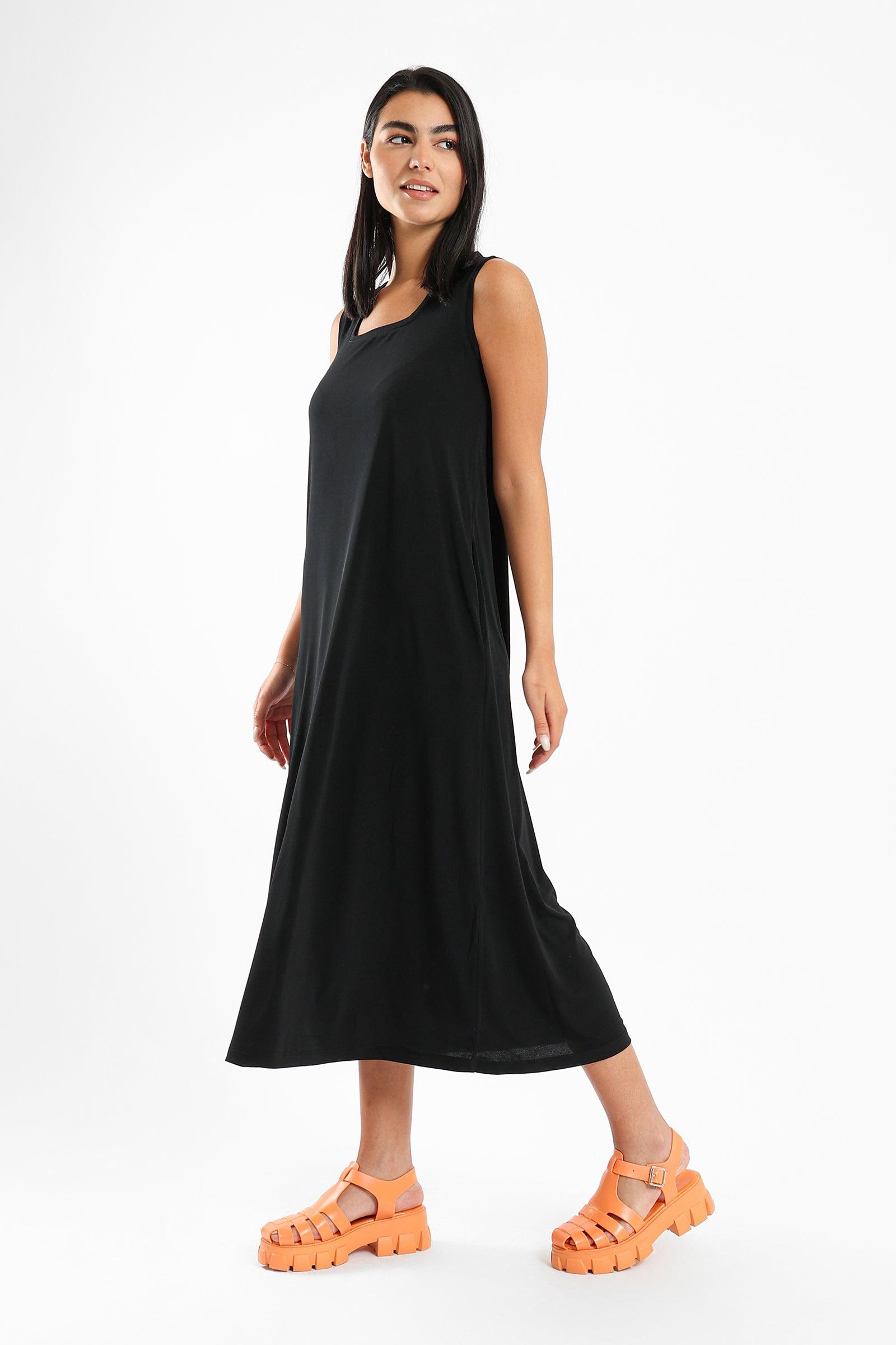 Sleeveless Plain Dress - Clue Wear