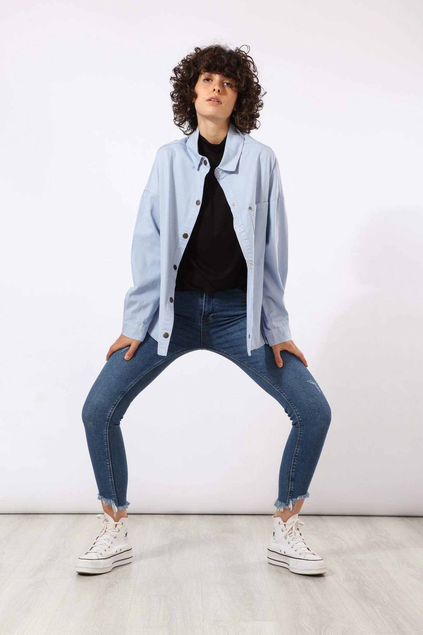 Snap Button Closure Plain Shirt - Carina - ÙƒØ§Ø±ÙŠÙ†Ø§