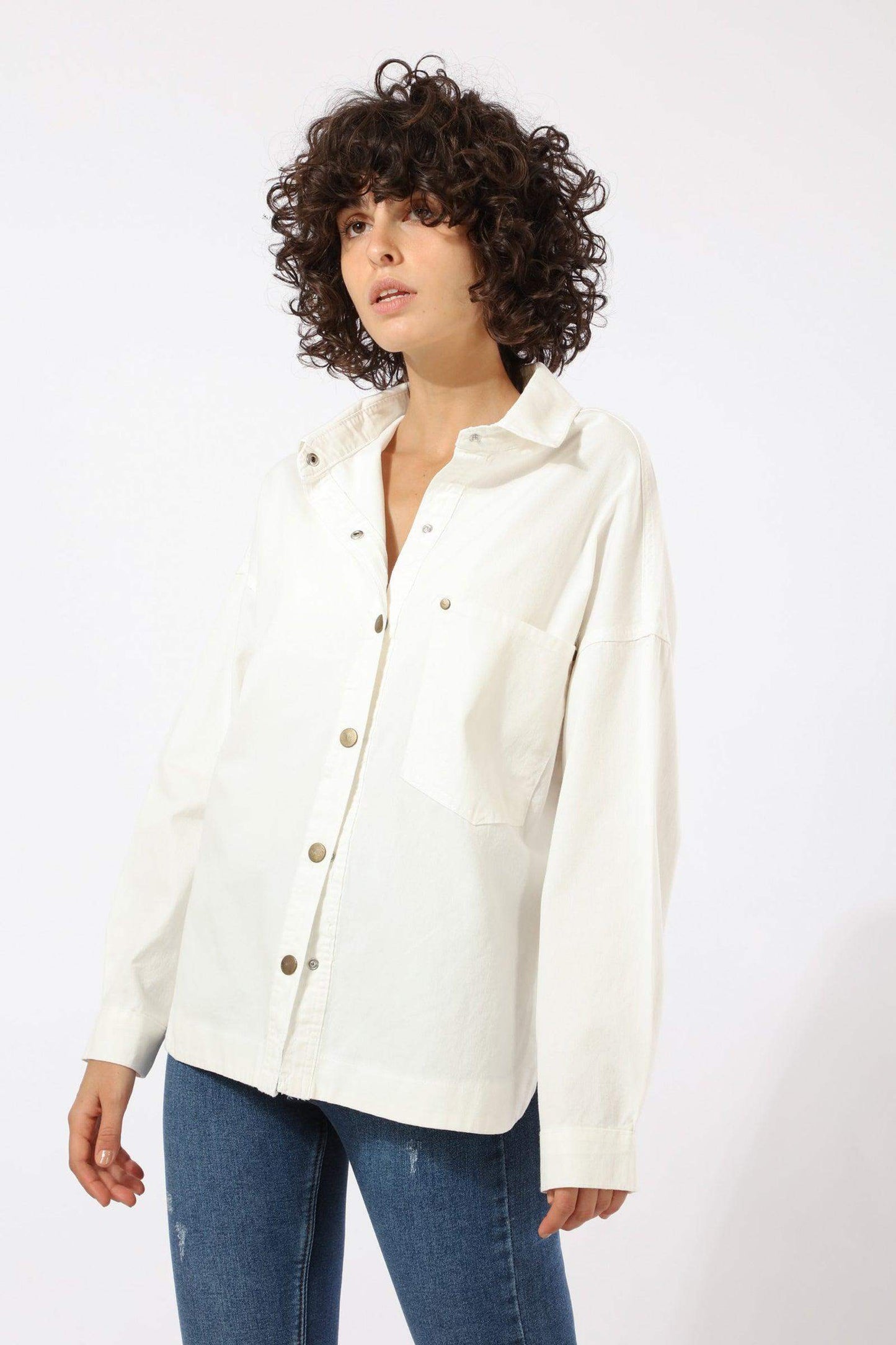 Snap Button Closure Plain Shirt - Carina - ÙƒØ§Ø±ÙŠÙ†Ø§