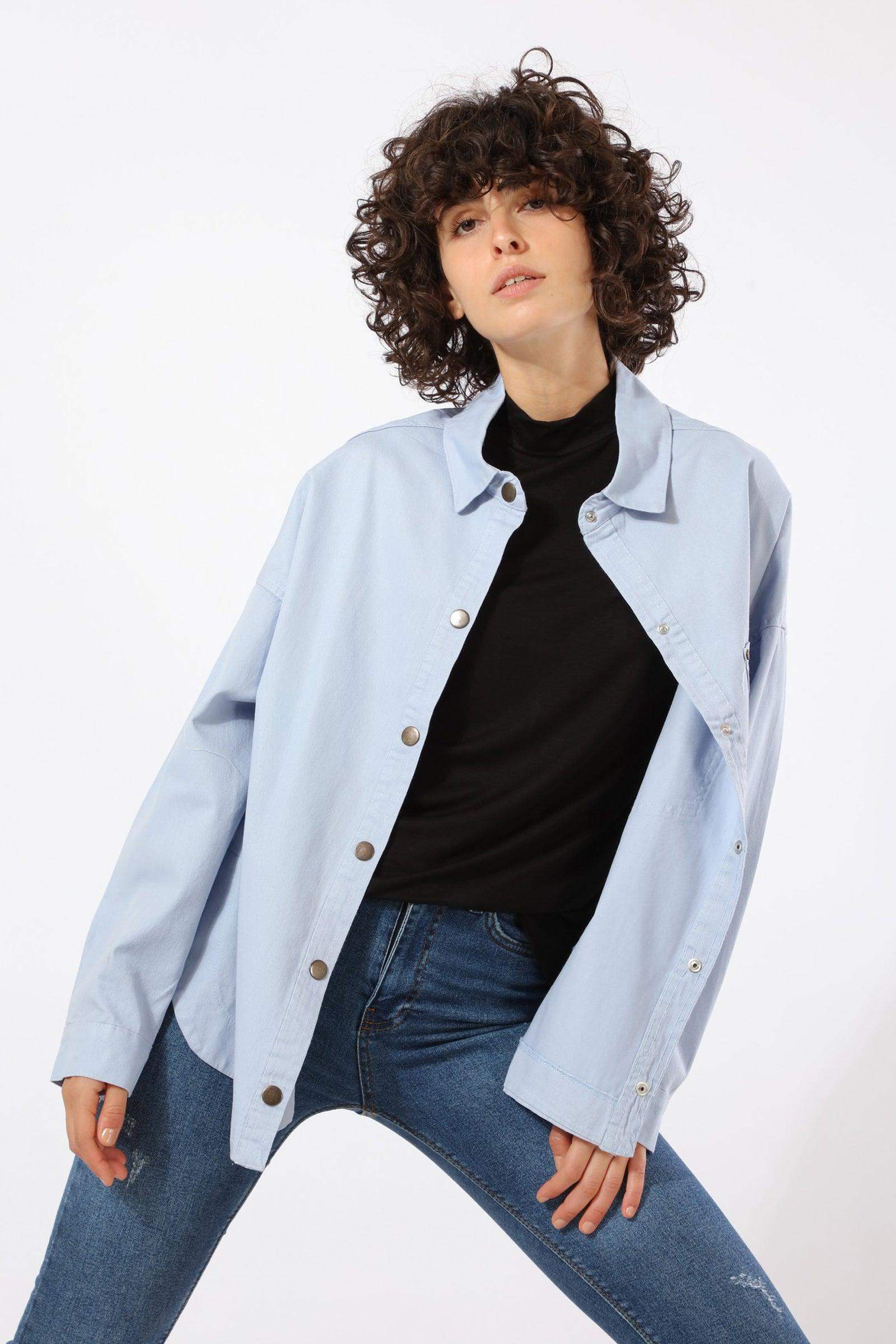 Snap Button Closure Plain Shirt - Carina - ÙƒØ§Ø±ÙŠÙ†Ø§