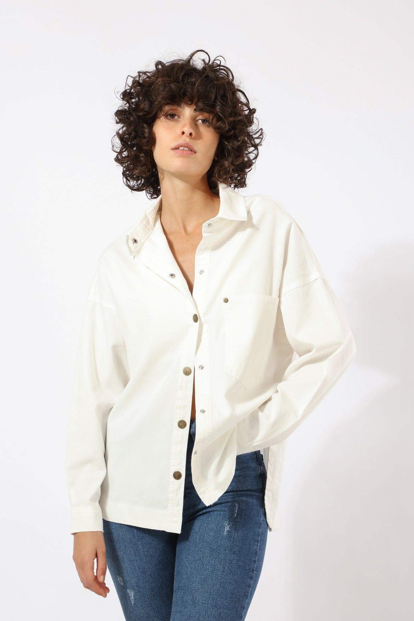 Snap Button Closure Plain Shirt - Carina - ÙƒØ§Ø±ÙŠÙ†Ø§