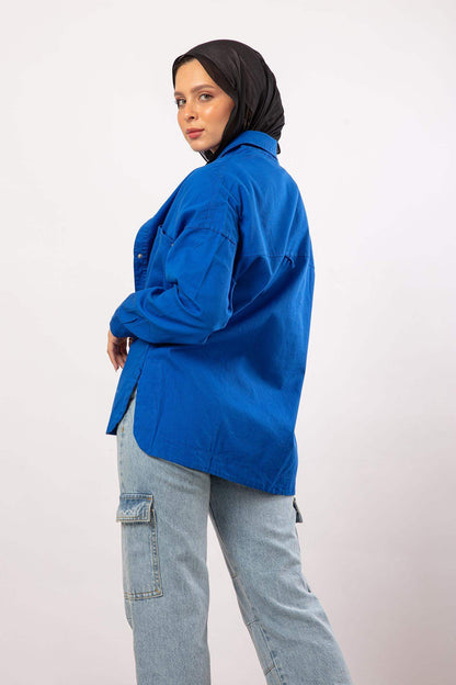 Snap Button Closure Plain Shirt - Carina - ÙƒØ§Ø±ÙŠÙ†Ø§