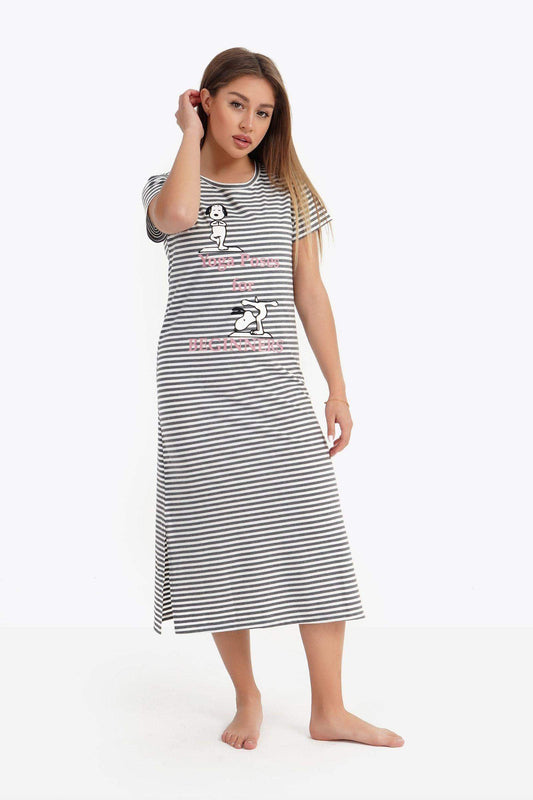 Snoopy Striped Nightgown - Carina - ÙƒØ§Ø±ÙŠÙ†Ø§