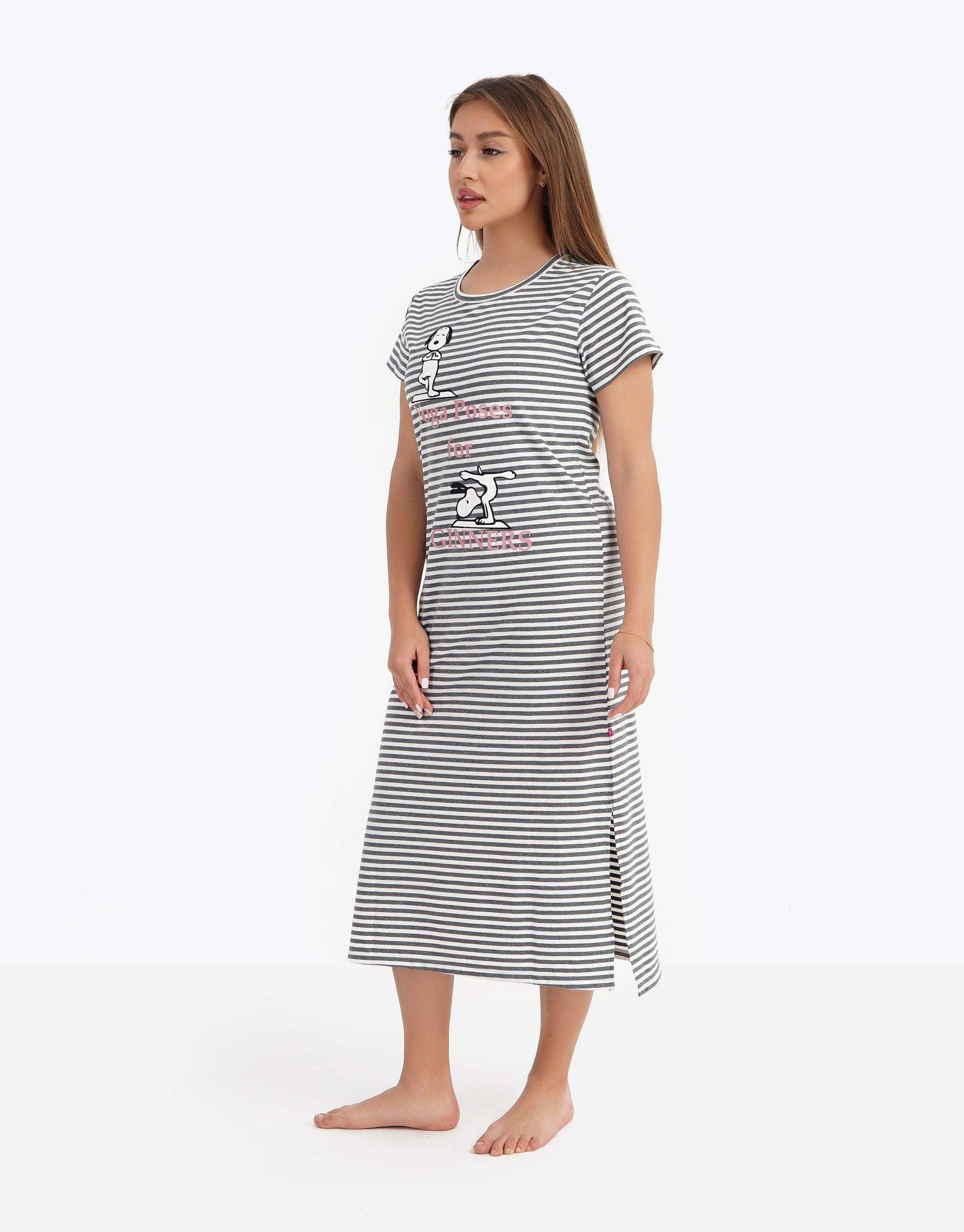 Snoopy Striped Nightgown - Carina - ÙƒØ§Ø±ÙŠÙ†Ø§