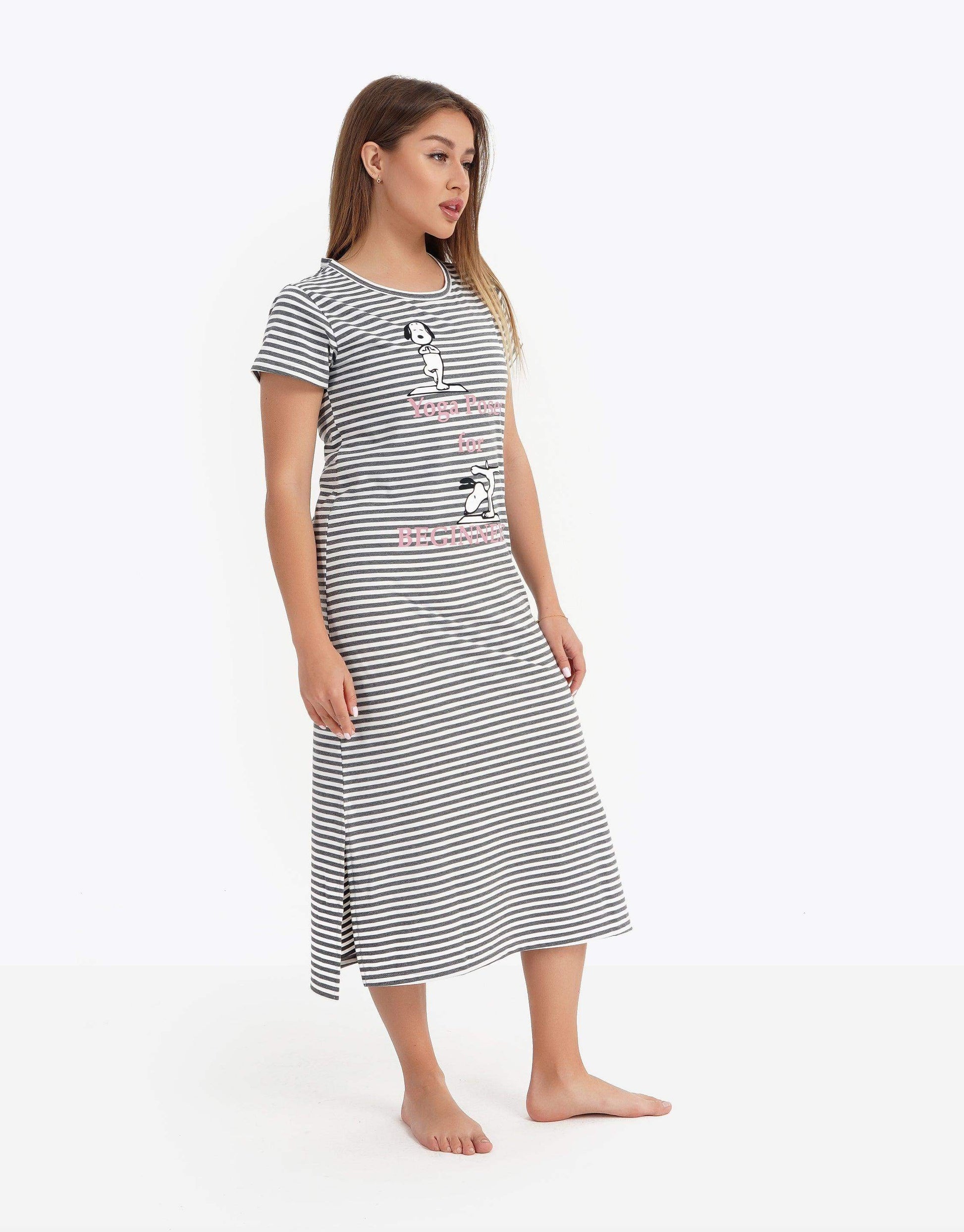 Snoopy Striped Nightgown - Carina - ÙƒØ§Ø±ÙŠÙ†Ø§