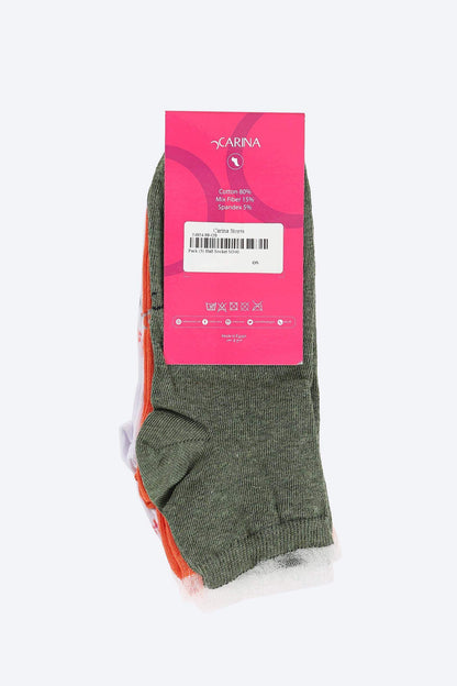 Soft Quarter Length Socks - 3 Pairs - Carina - ÙƒØ§Ø±ÙŠÙ†Ø§