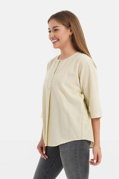 Solid Blouse with 3/4 Sleeves - Carina - ÙƒØ§Ø±ÙŠÙ†Ø§