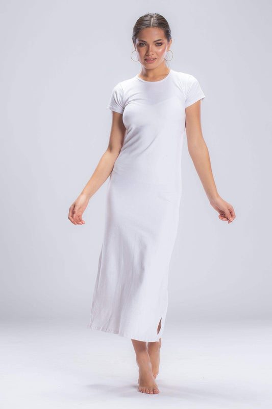 Solid Short Sleeves Long Dress - Carina - ÙƒØ§Ø±ÙŠÙ†Ø§