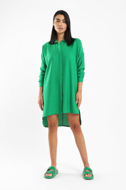 Solid Two Tone Shirt Dress - Clue Wear