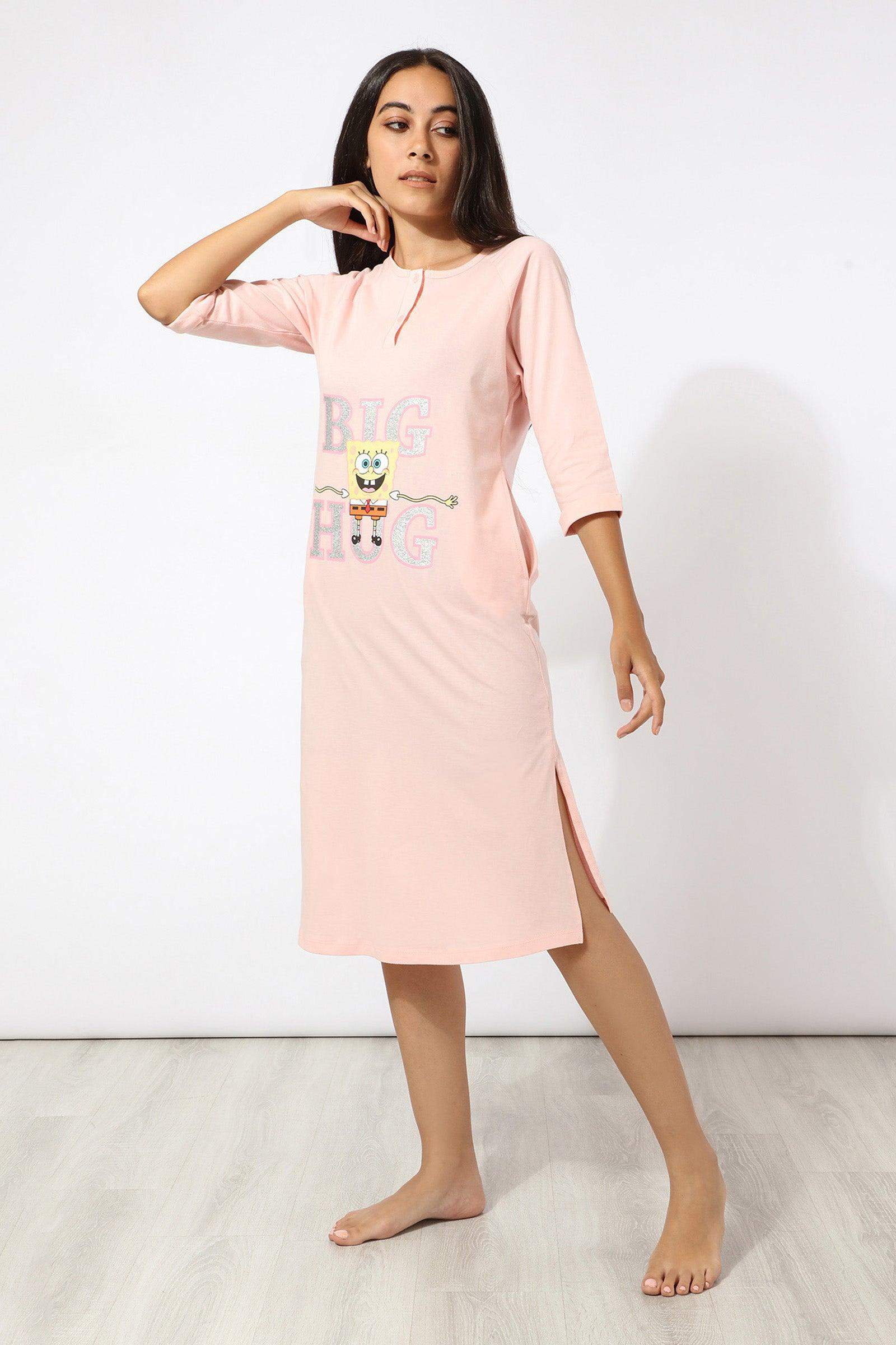 Spongebob Night Gown with Side Pockets - Carina - ÙƒØ§Ø±ÙŠÙ†Ø§