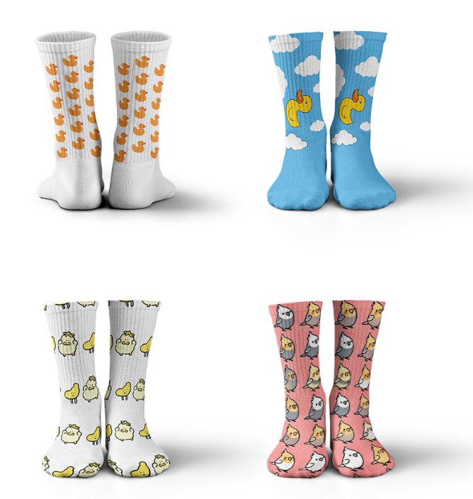 Cotton Birds Collection Crew Socks – Set of 4