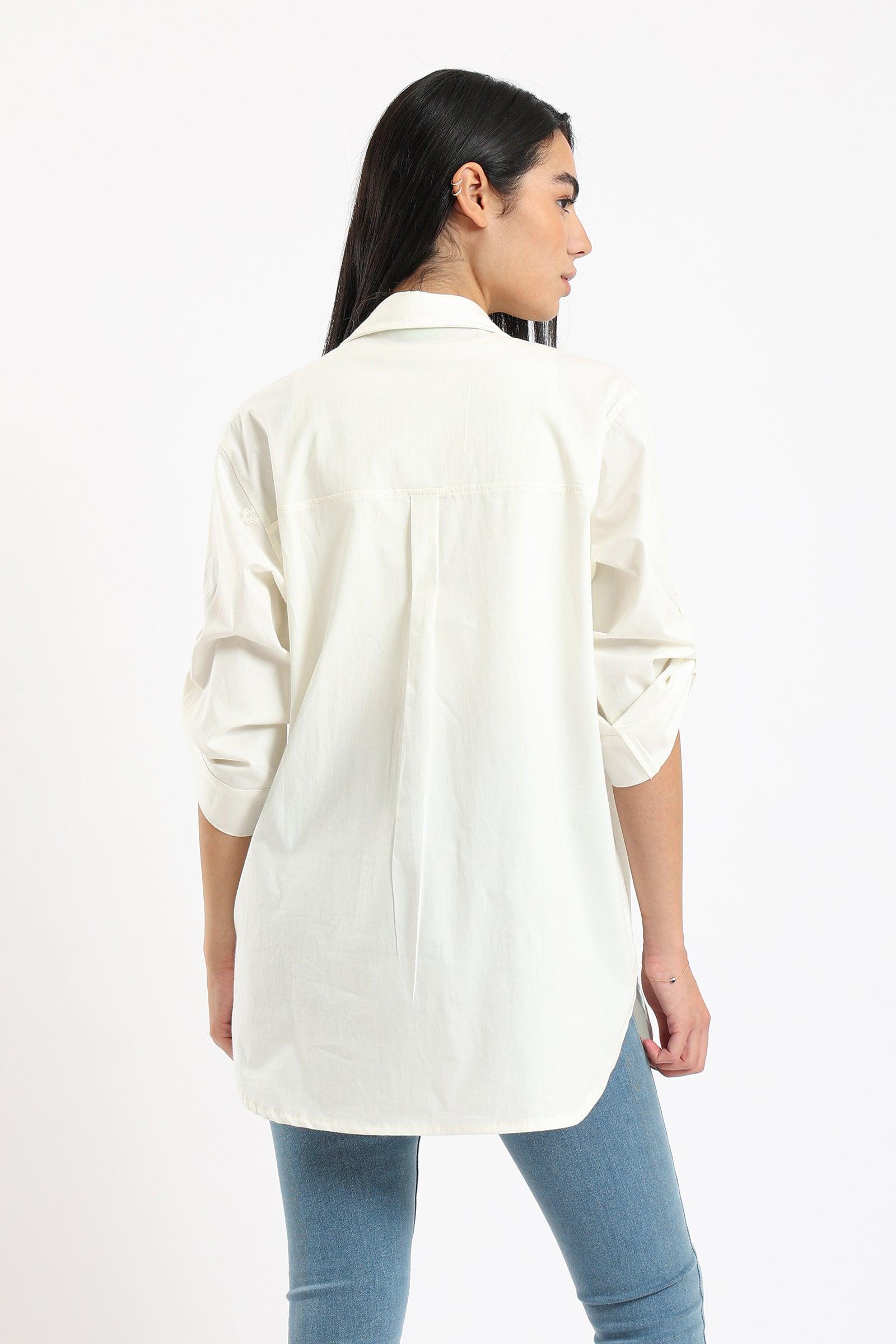Stand Collar Plain Shirt - Clue Wear