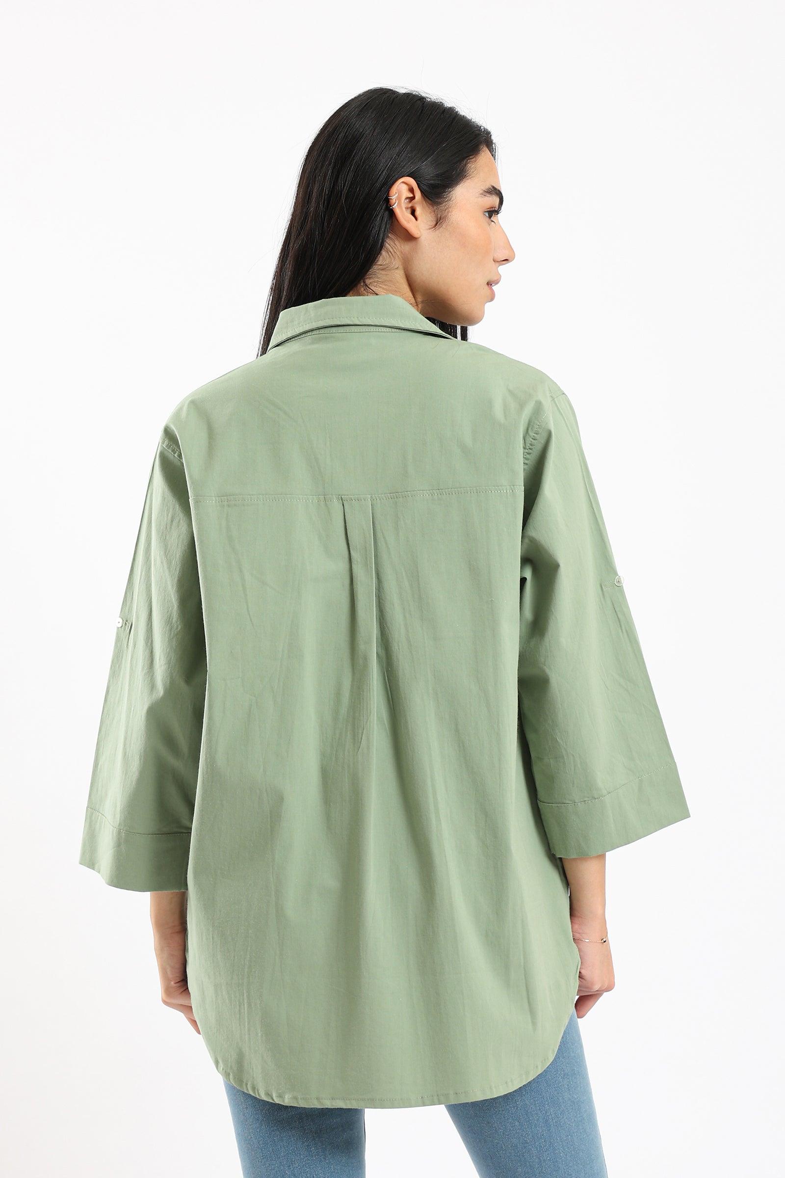 Stand Collar Plain Shirt - Clue Wear