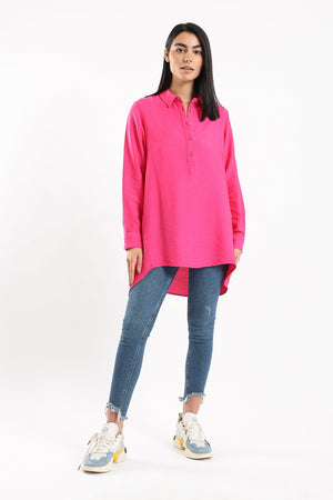 Stand Collar Relaxed Shirt - Clue Wear