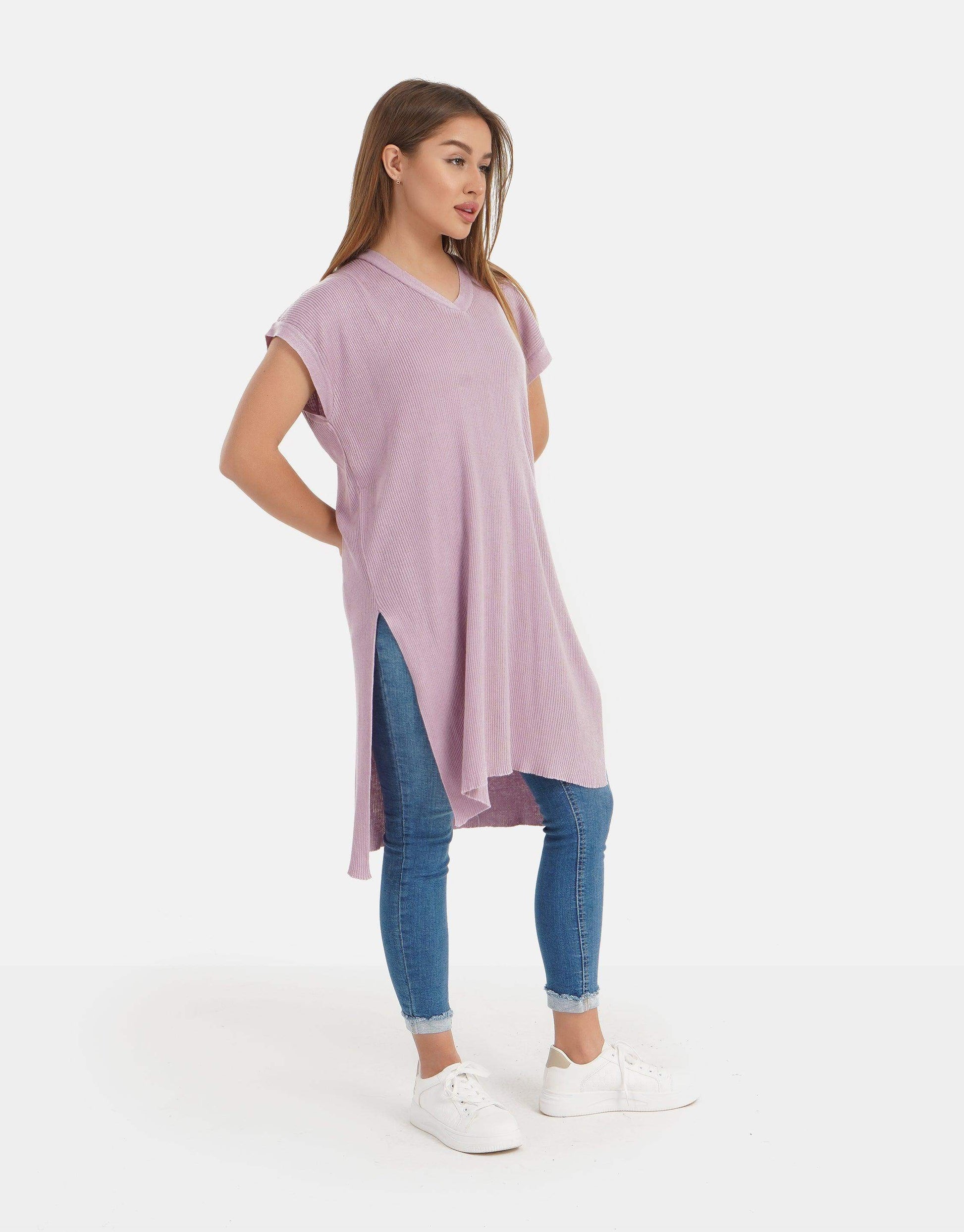 Straight Long Ribbed T-Shirt - Carina - ÙƒØ§Ø±ÙŠÙ†Ø§