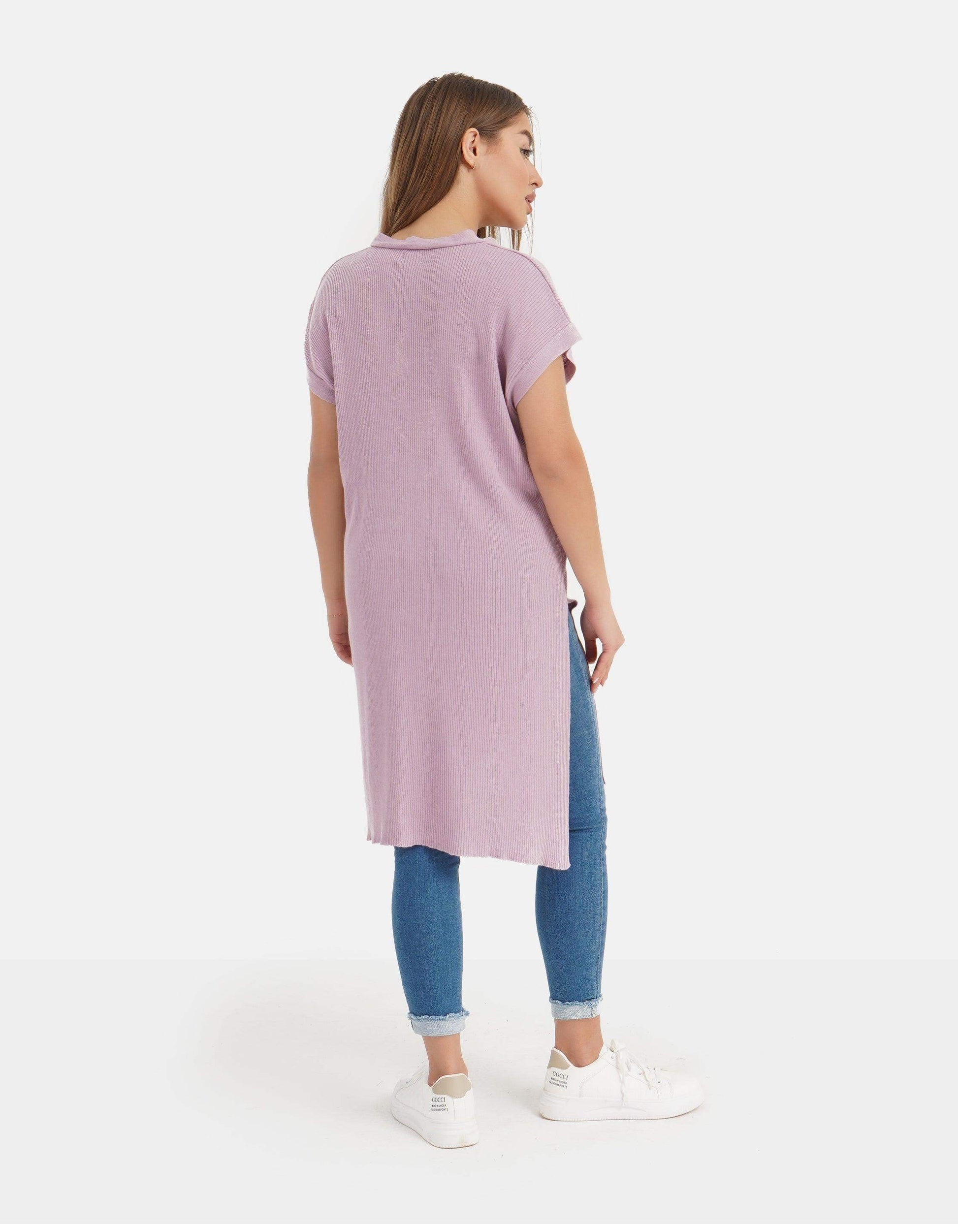 Straight Long Ribbed T-Shirt - Carina - ÙƒØ§Ø±ÙŠÙ†Ø§