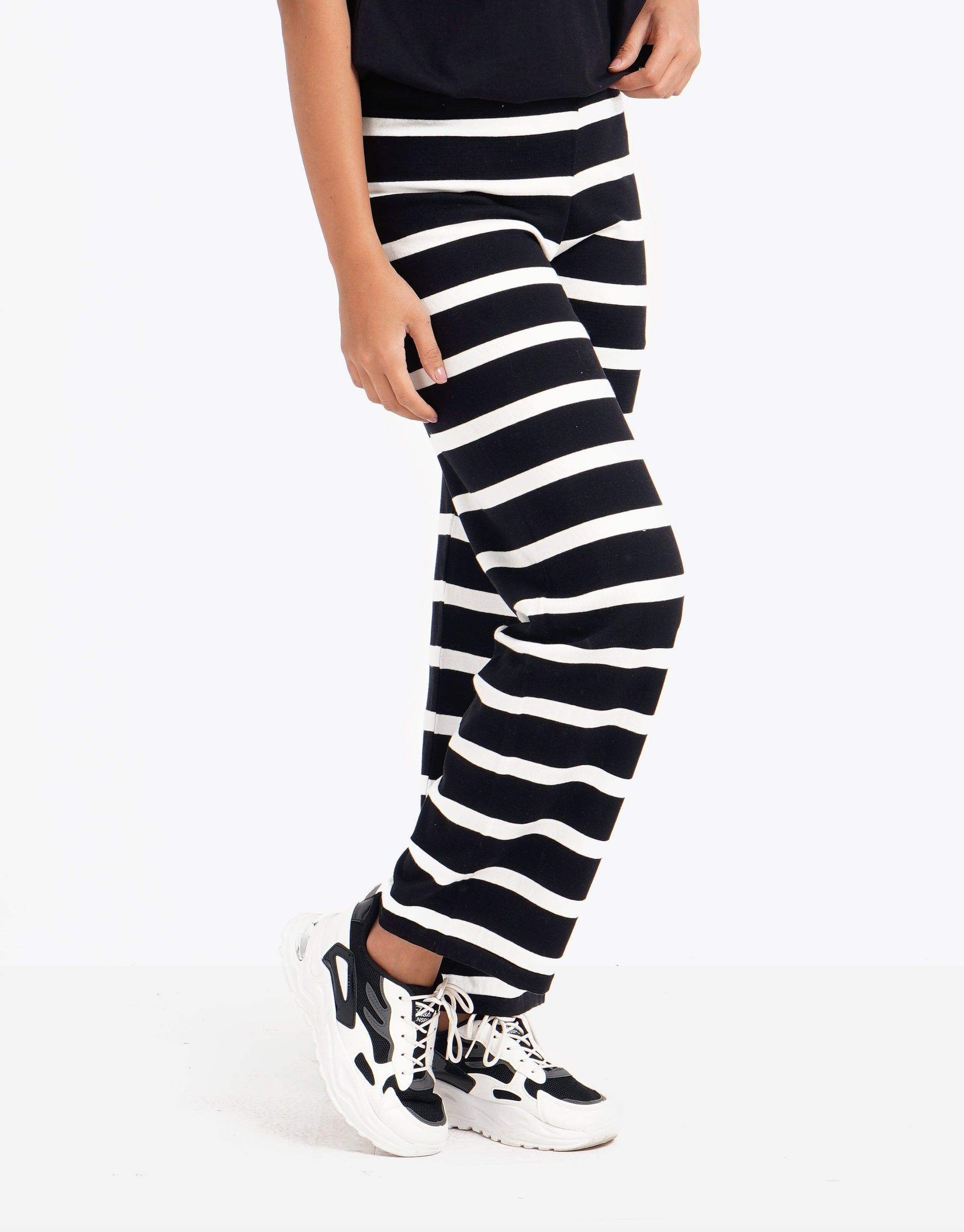 Straight Striped Black & White Pants - Carina - ÙƒØ§Ø±ÙŠÙ†Ø§