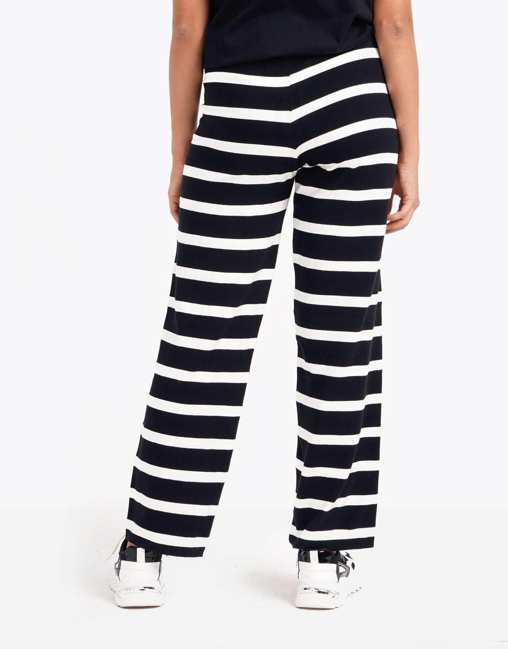 Straight Striped Black & White Pants - Carina - ÙƒØ§Ø±ÙŠÙ†Ø§