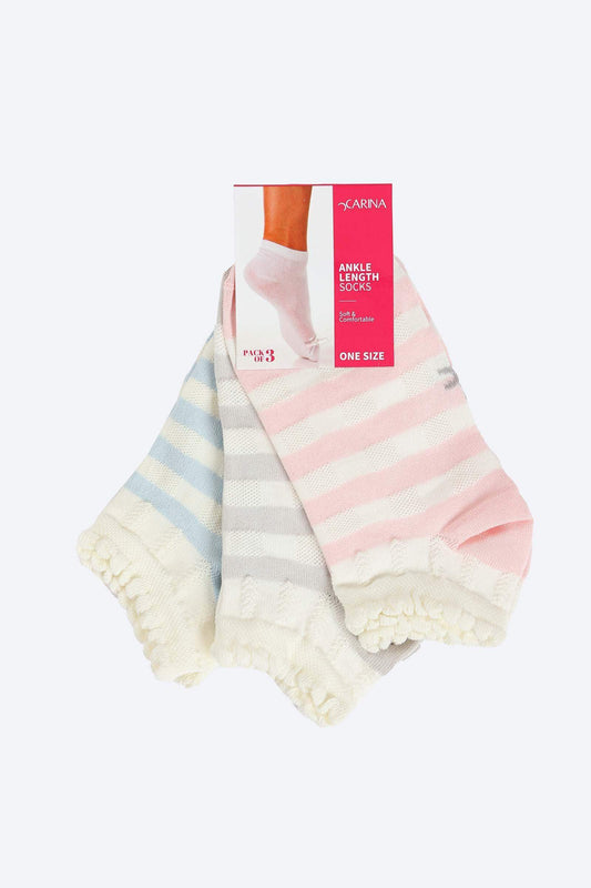 Striped Colored Socks - 3 Pairs - Carina - ÙƒØ§Ø±ÙŠÙ†Ø§